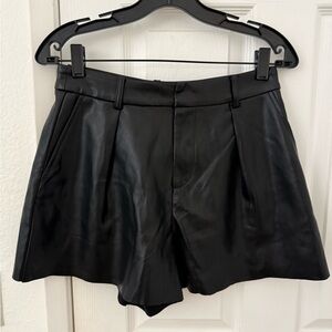 Avec Les Filles Black Vegan Leather Shorts